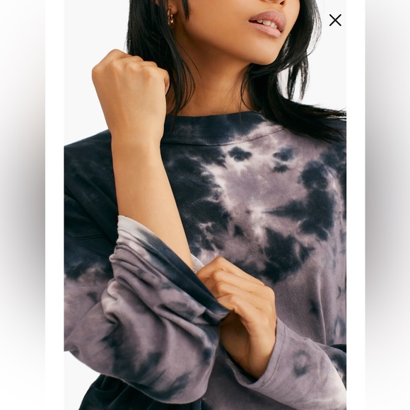 Free People Be Free Tie Dye Tee Charcoal Gray Size Small Like New Retail $58 - Picture 3 of 7